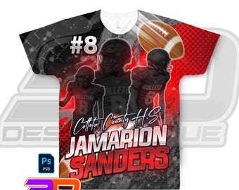 Football T-Shirt Design Template: Editable PSD File (Digital Download)