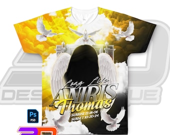 RIP Funeral Shirt Template PSD | Editable Memorial T-Shirt | Photoshop Design File