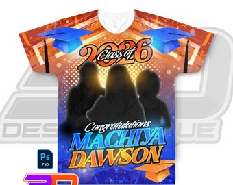 Editable Graduation T-Shirt Template | Senior 2026 Shirt Design (PSD)
