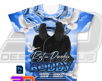 Editable Memorial T-Shirt Template, RIP Photoshop PSD for Sublimation | Instant Download, All over print