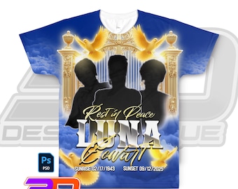Modèle de t-shirt funéraire modifiable | Chemise commémorative PSD | Fichier de conception Photoshop