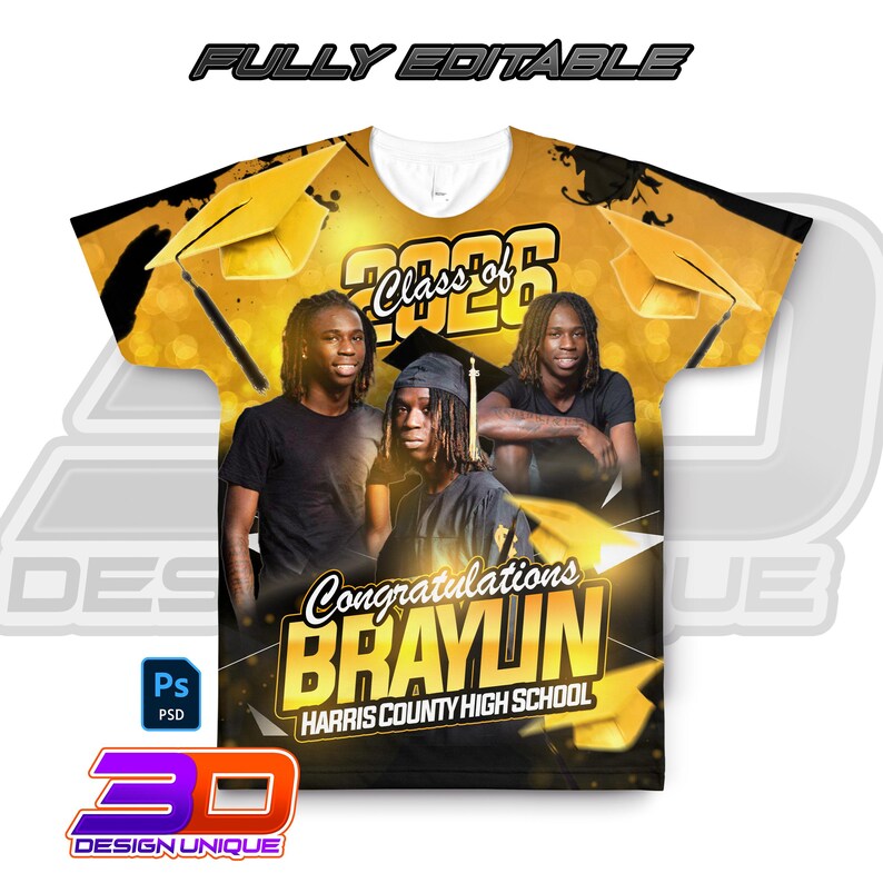 Editable Graduation Tshirt Template Senior 2026 Shirt Design (PSD