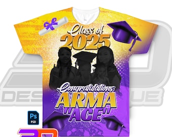 Editable Graduation T-Shirt Template | Senior 2026 Shirt Design (PSD)