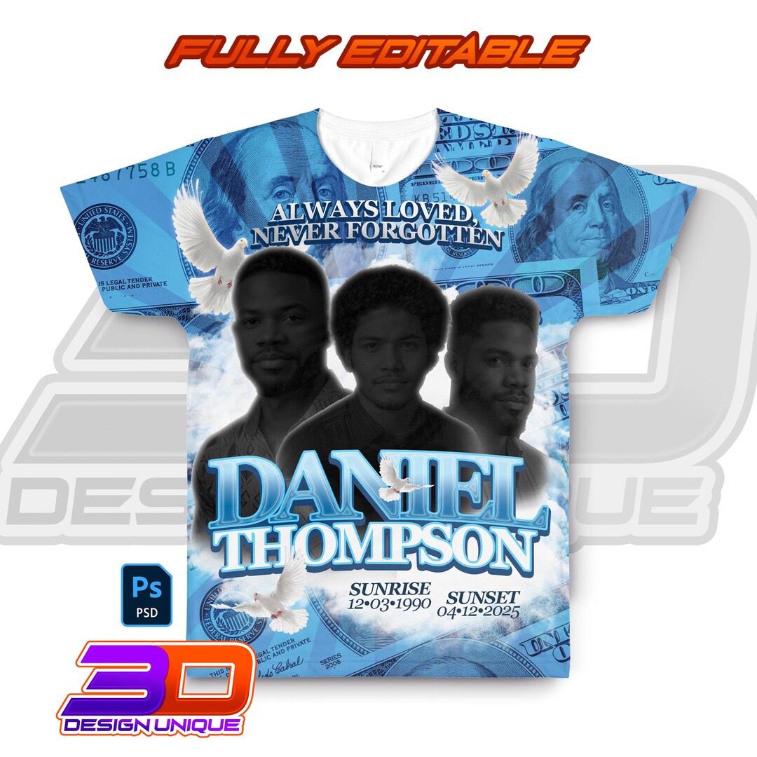 Editable Memorial Shirt Template – RIP Photoshop PSD for Sublimation ...