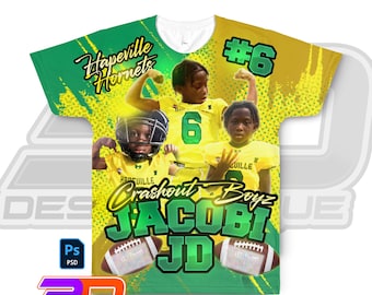 Football T-Shirt Design Template: Editable Game Day Tee (PSD File)