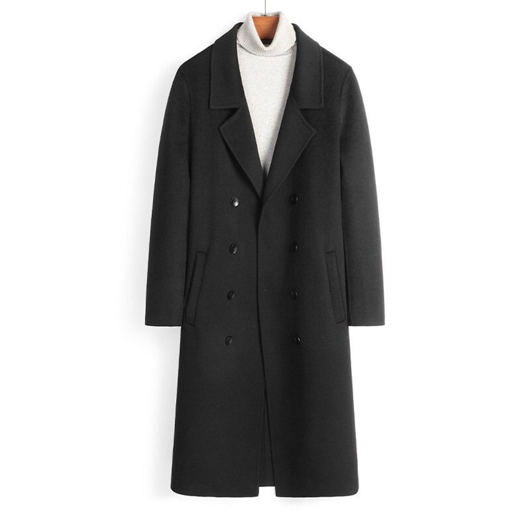 100% Pure Wool Long Coat Men's Long Knee-length Wool - Etsy