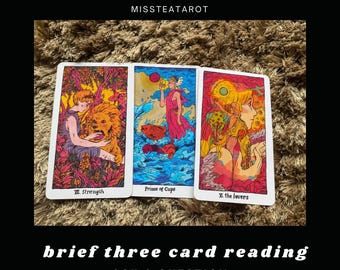 brief three card reading - one question tarot reading -  SAME DAY -