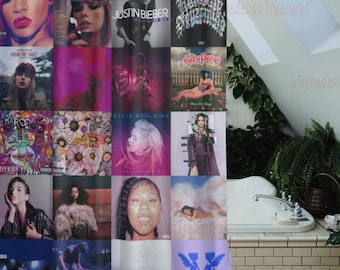 Custom Curtains, Shower Curtain with Album Covers, Funny Bathroom Decor,Music Album Shower Curtain,Personalized Gifts