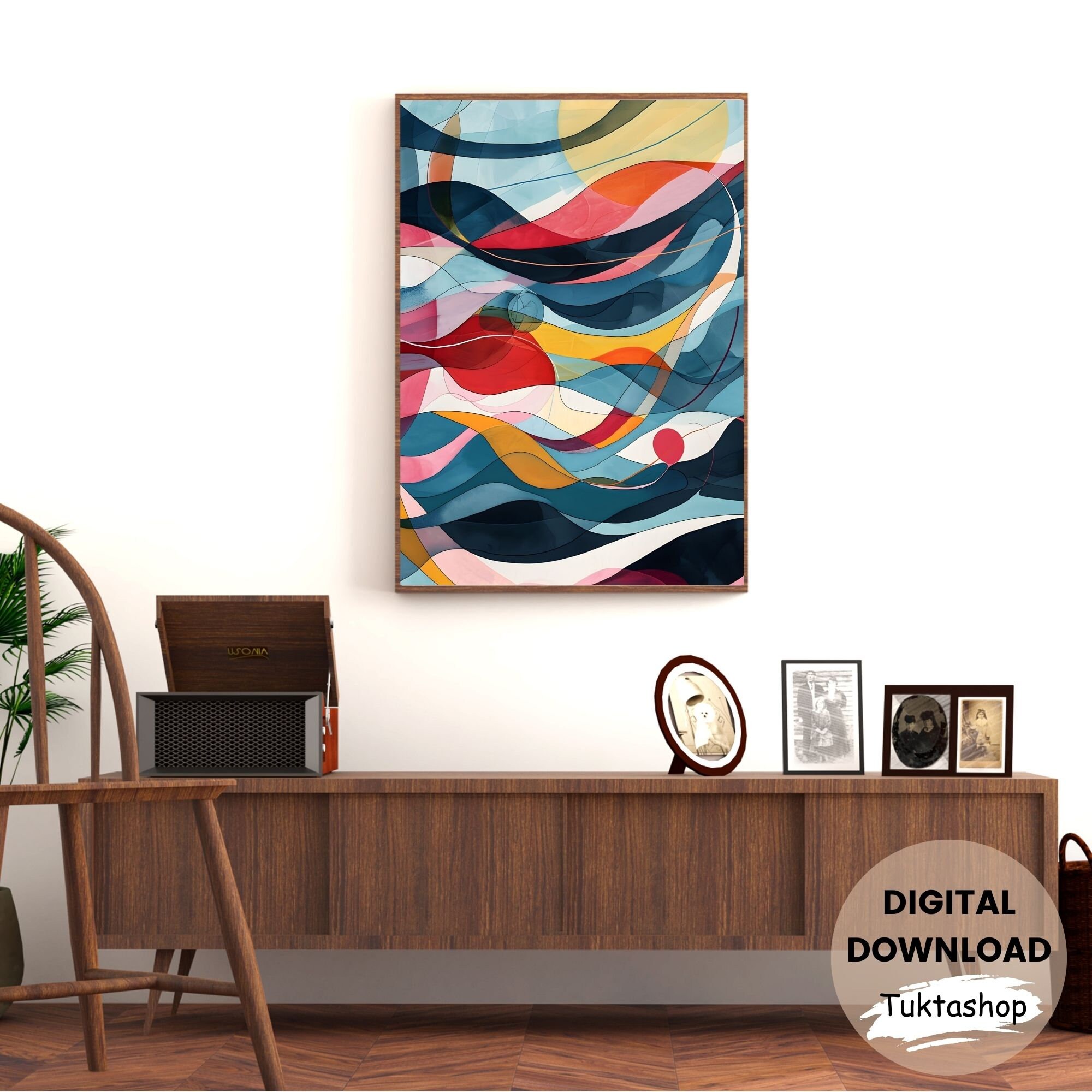 Set of 3 Prints Modern Colorful Line Abstract Gallery Wall Art, Modern ...