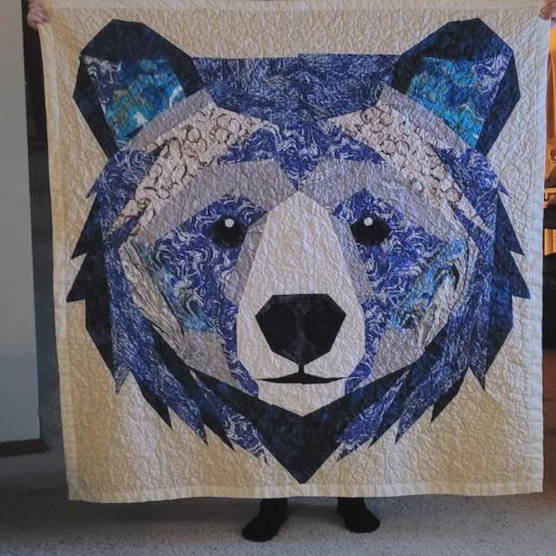 Bear FPP Quilt Pattern (30x30/60x60 inc): Modern FPP • Animal Patchwork Quilt image 7