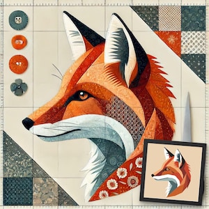 Fox Foundation Paper Piecing Pattern,Quilt schnittmuster Fuchs design,Patchwork schnittmuster für füchse,Tier patchwork