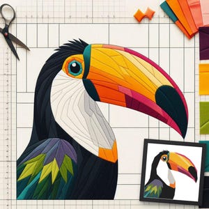 Tukan FPP Quiltmuster: Modernes FPP • Tier-Patchwork-Quiltblock • FPP-Vorlagen (30x30/60x60 Zoll)