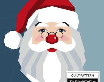 Santa Claus FPP Quilt Pattern: Modern FPP • Christmas Patchwork Quilt Block • FPP Vorlagen (30x30/60x60 inches)