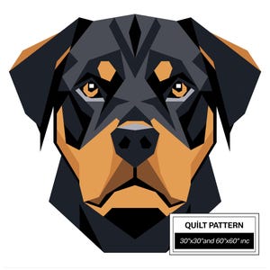 Patrón de colcha Rottweiler FPP: FPP moderno • Bloque de colcha de patchwork animal • Plantillas FPP (30x30/60x60 pulgadas)