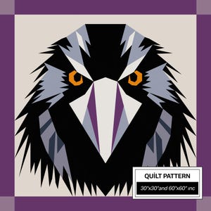 Motif de courtepointe FPP corbeau : FPP moderne • Bloc de courtepointe en patchwork animal • FPP Vorlagen (30 x 30/60 x 60 pouces)