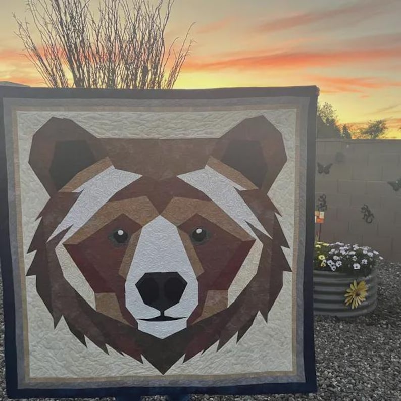 Bear FPP Quilt Pattern (30x30/60x60 inc): Modern FPP • Animal Patchwork Quilt image 8