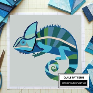 Patrón de colcha FPP Camaleón: FPP moderno • Bloque de colcha de patchwork animal • Plantillas FPP (30x30/60x60 pulgadas)
