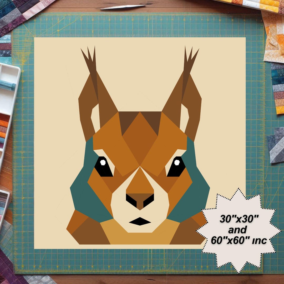 Squirrel Quilt Pattern: FPP Patchwork Template (PDF Download, 30x30 ...
