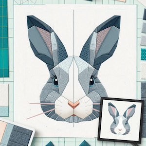 Modello di carta per patchwork di fondazione di coniglio, modello di trapunta, disegno di coniglio, modello di cucito patchwork per coniglio, patchwork di animali, modello FPP