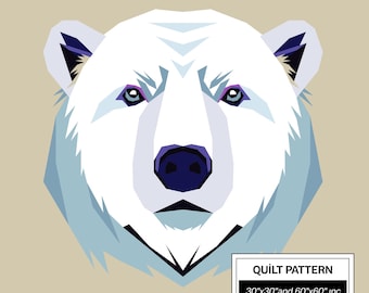 Polar Bear FPP Quilt Pattern: Modern FPP • Animal Patchwork Quilt Block • FPP Vorlagen (30x30/60x60 inches)