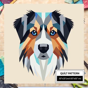 Dog FPP Quilt Pattern: Modern FPP • Animal Patchwork Quilt Block • FPP Vorlagen (30x35/60x65 inches)