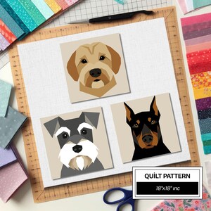 Labradoodle Doberman Schnauzer Dog FPP Quilt Pattern: Easy Beginner Quilt Block • FPP Vorlagen • Modern FPP • Animal Patchwork Quilt Block
