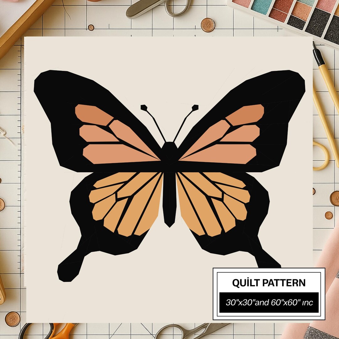 Butterfly FPP Quilt Pattern: Modern FPP • Animal Patchwork Quilt Block ...