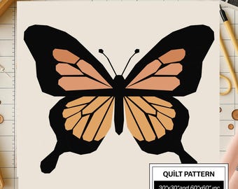 Modello trapunta FPP a farfalla: FPP moderno • Blocco trapunta patchwork con animali • FPP Vorlagen (30x30/60x60 pollici)