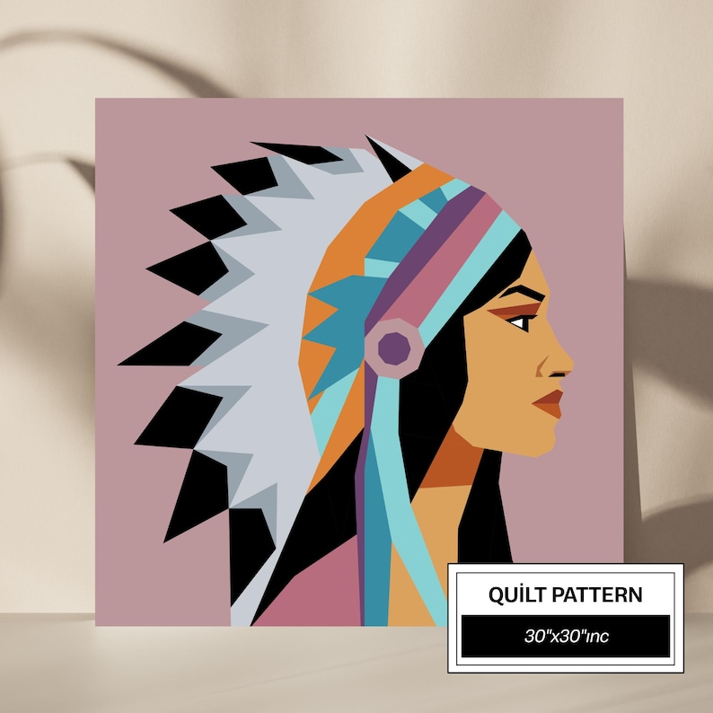 Fpp Patchwork Native American Woman FPP Quilt Pattern: Modern FPP • Character ...