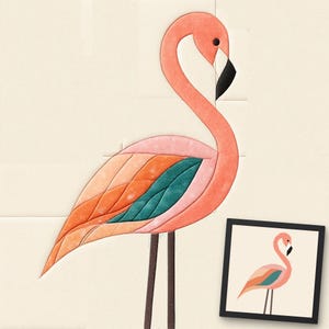 Flamingo Foundatıon Paper Pıecıng Pattern,Quılt pattern Flamingo desıgn,Patchwork sewıng pattern for Flamingo,Animal patchwork,FPP Pattern