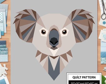 Koala FPP Quilt Anleitung: Moderne FPP • Tier Patchwork Quilt Block • FPP Vorlagen (30x30/60x60 inches)