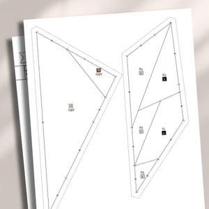 May include: A black and white diagram with lines and numbers. The diagram shows how to sew a fabric piece together. The numbers indicate the order of the steps.
