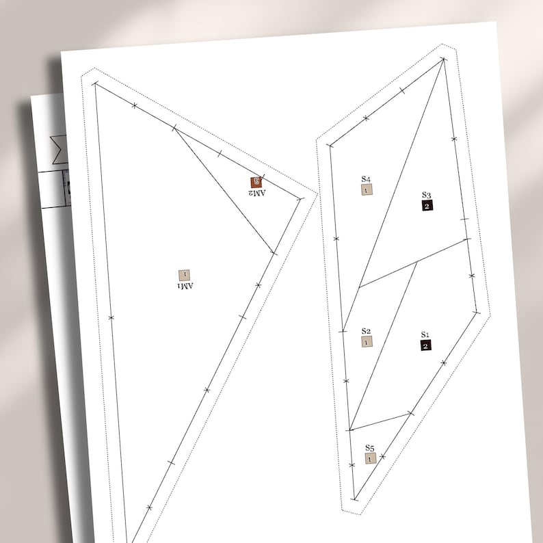 May include: A black and white diagram with lines and numbers. The diagram shows how to sew a fabric piece together. The numbers indicate the order of the steps.