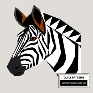 Zebra FPP Quilt Pattern: Modern FPP • Animal Patchwork Quilt Block • FPP Vorlagen (30x30/60x60 inches)