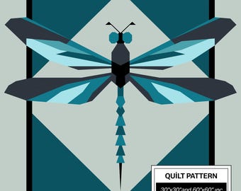 Modello trapunta FPP libellula: FPP moderno • Blocco trapunta patchwork animale • FPP Vorlagen (30x30/60x60 pollici)