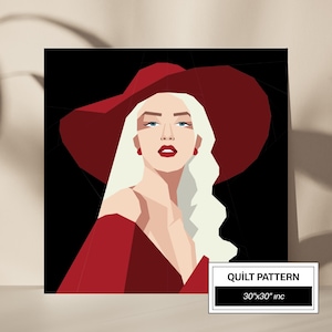 Motif de courtepointe FPP pour femme : FPP moderne • Bloc de courtepointe en patchwork de personnages • FPP Vorlagen (30 x 30 po.)