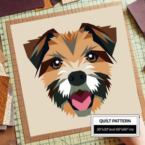 Border Terrier FPP Quilt Pattern: Modern FPP • Animal Patchwork Quilt Block • FPP Vorlagen (30x30/60x60 inches)