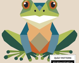 Modello trapunta FPP rana: FPP moderno • Blocco trapunta patchwork animale • FPP Vorlagen (30x30/60x60 pollici)