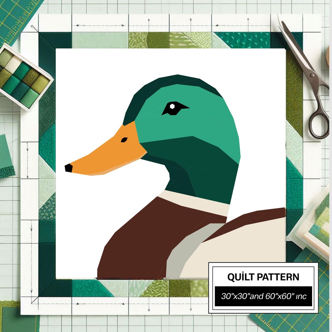 Duck FPP Quilt Pattern: Modern FPP • Animal Patchwork Quilt Block • FPP ...