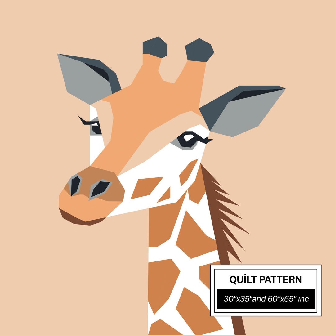 Giraffe FPP Quilt Pattern: Modern FPP • Animal Patchwork Quilt Block ...