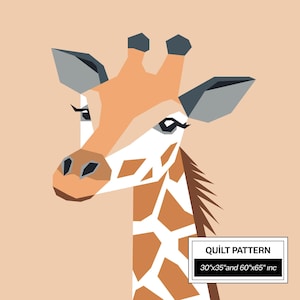 Giraffe FPP Quilt Pattern: Modern FPP • Animal Patchwork Quilt Block • FPP Vorlagen (30x35/60x65 inches)