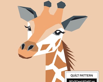Giraffe FPP Quilt Pattern (30x35/60x65 inc): Modern FPP • Animal Patchwork Quilt