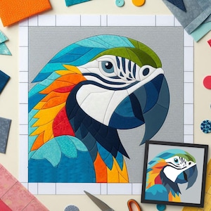 Parrot Foundation Paper Piecing Pattern,Quilt pattern,Parrot design,Patchwork sewing pattern for Parrot,Animal patchwork,FPP Pattern
