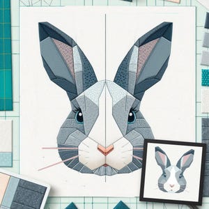 Rabbit FPP Quilt Pattern (30x35/60x65 inc): Modern FPP • Animal Patchwork Quilt