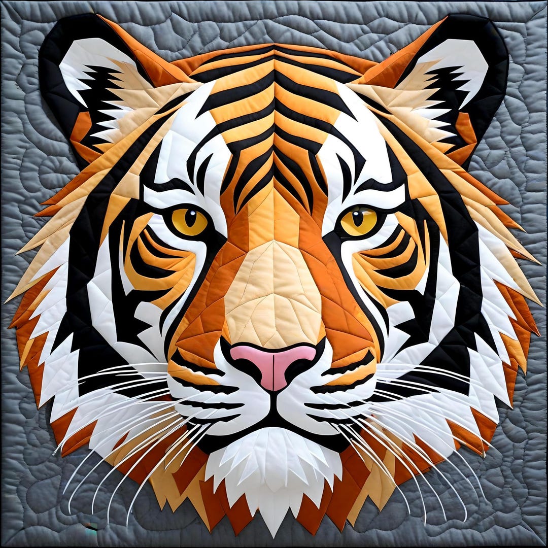 Tiger Quilt Pattern,quılt Pattern Tiger Desıgn,patchwork Sewıng Pattern ...