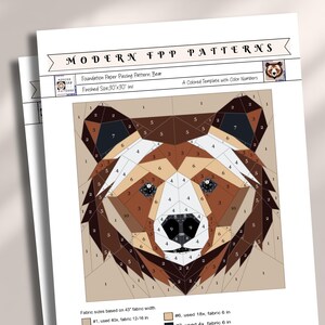 Bear FPP Quilt Pattern (30x30/60x60 inc): Modern FPP • Animal Patchwork Quilt image 3