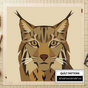 Lynx FPP Quilt Pattern: Modern FPP • Animal Patchwork Quilt Block • FPP Vorlagen (30x30/60x60)