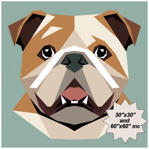 ブルドッグ ファンデーション ペーパー ピーシング パターン、キルト パターン ドッグ デザイン、犬用パッチワーク ソーイング パターン、動物パッチワーク、FPP パターン