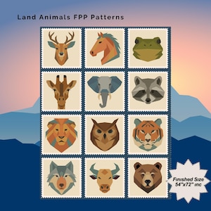 Land Animals FPP Quilt Pattern: Paper Piecing Template (Digital Download)