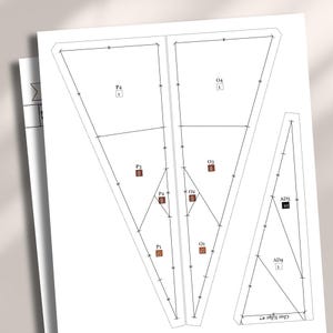 K&ouml;nnte beinhalten: Ein Schwarzwei&szlig;diagramm, das ein Muster f&uuml;r ein N&auml;hprojekt zeigt. Das Diagramm ist mit Zahlen und Buchstaben beschriftet. Der Text "Give Edge 1" befindet sich am unteren Rand des Diagramms.